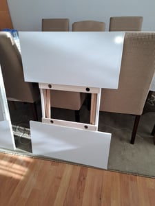 Couchtisch mit Funktionen, Sofatisch Dario - Weiß Hochglanz - ausziehbar + höhenverstellbar - Ablageboden - 110-180x68x50-60cm - Scherenbeschlag Kunden-Foto 2