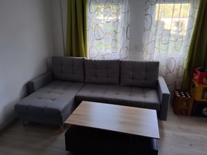 Ecksofa mit Schlaffunktion, Schlafcouch Ausziehbar ELMA, Schlaffläche 200x140cm,  Grau Kunden-Foto 3