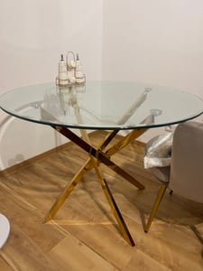 Halmar Runden Glas Esstisch Raymond - transparent / golden Kunden-Foto 1
