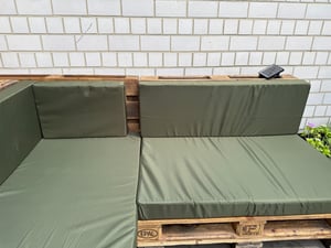 Setgarden Veľké paletové vankúše, sada 8 ks, vonkajšie, 120 x 80 x 10 cm, sedacie vankúše + opierkové vankúše, 120 x 40 x 10 cm, 1 ks, zelené Fotografia od zákazníka č. 2