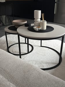 Idohome - Runder Couchtisch 2in1 LAVO mit Metalgestell, 70x48 cm+50x42 cm (Ø x H) Farbe: Schwarz / Kaschmir Kunden-Foto 1