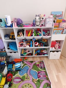 HOMMPA Kinder Bücherregal mit Rädern, Spielzeug-Organizer, 4-in-1 Regal mit 2 Schublade, 4 Spielzeugkisten für Kinderzimmer, Kita & Spielraum, Weiß Kunden-Foto 1
