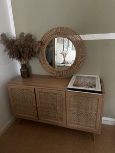 sweeek - Sideboard mit Holzoptik und Rattan-Geflecht B 120 cm - Schwarz Kunden-Foto 3