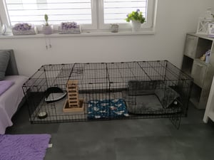 PawHut Kleintierkäfig, Haustier-Laufstall mit 5 Türen Kaninchenstall für draußen Kunden-Foto 1