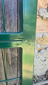 Záhradná brána Brána na záhradný plot Plot vysoký 80 cm Kovová záhradná brána na plot z pletiva Uzamykateľná vrátane stĺpikov Zelená V2Aox Fotografia od zákazníka č. 3