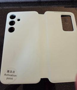 Leder Flip Case für Samsung Galaxy S25, Smart View Fenster Handyhülle mit Kartenfach Grün Kunden-Foto 3