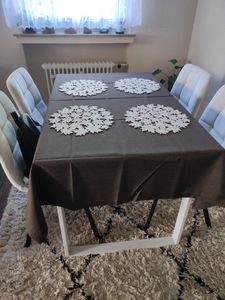 DecoHomeTextil Leinen Optik Tischdecke Dunkelbraun Eckig 135 x 180 cm mit Lotus Effekt Abwaschbar Kunden-Foto 1