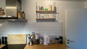 Wandregal Retro Holz & Metall – belastbar bis 15 kg pro Ebene – Küchenregal & Organizer – Regal 2 Ebenen – Vintage Design – für Küche, Bad, Flur Kunden-Foto 1