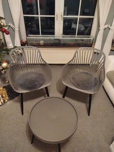 SVITA PHILLY Sitzgruppe Balkonmöbel Set 3 teilig Weiß/Holzoptik Kunden-Foto 2