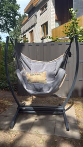 Izabell Hängesessel mit Gestell Stahl Hängekorb Sessel Großen Kissen Indoor - Outdoor Coffe Swing XXL (beige) Kunden-Foto 2