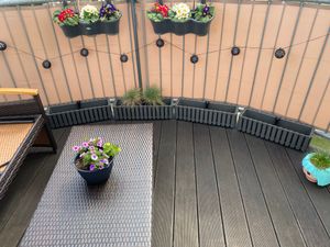 4x Blumenkasten 60 cm Blumentopf mit Halterungen Pflanztopf Wasserstandsanzeiger Balkonkasten Pflanzkästen Braun Kunden-Foto 1