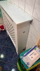 ECD Germany Radiátorové obložení se vzorem včelí plástve 112x19x82 cm, bílé, z lakované MDF, topné obložení do ložnice obývacího pokoje Fotografie od zákazníka č. 4