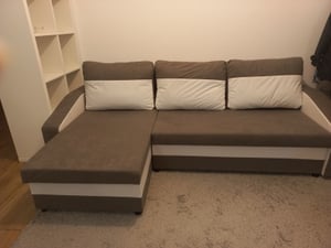 Ecksofa mit Schlaffunktion Orion, Universelle Seite, Schwarz + Grün Kunden-Foto 1