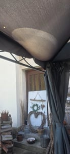 Pergola Calpe, Garten Pavillon, stabiles 7cm-Gestell mit Seitenwand + Moskitonetz  grau 4x4m Kunden-Foto 3
