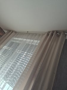 Gardinenstange Set Edelstahl Look Metall Ø 16mm zur Deckenträger 1-lauf Modern Kappe, Länge wählbar D11 E17 Kunden-Foto 1
