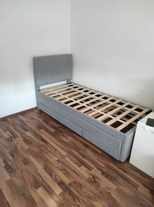 Łóżko tapicerowane Merax 90x200cm z wysuwanym łóżkiem i 3 szufladami, pościel łóżko podwójne łóżko dziecięce łóżko młodzieżowe ze stelażem listwowym i zagłówkiem o regulowanej wysokości Zdjęcie produktu od klienta nr 1