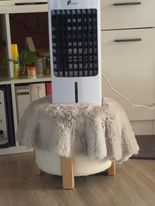 JUNG LIFEAIR Al mobiles Klimagerät mit Wasserkühlung, inkl. Fernbedienung + Timer, Mobile Klimaanlage leise, Kühlender Ventilator, ohne Abluftschlauch Kunden-Foto 2