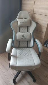 PLAYER Gaming Stuhl Ergonomischer Gaming Sessel Schreibtischstuhl PC Gamer Racing Stuhl mit Stoffoberfläche, Federsitzkissen, Verbindungsarmlehnen Kunden-Foto 16
