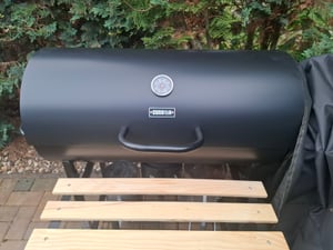 Holzkohlegrill Rundfass mit Deckel Gross MalTec Rollen Gartengrill Grillwagen Schürze Garten Terrasse Camping Zusatzböden Kunden-Foto 3