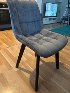 EUGAD Esszimmerstühle 2er Set, Polsterstuhl, Weich Samt und Holz, Dunkelgrau Kunden-Foto 1