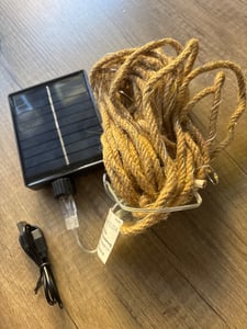 LED Solar Lichterkette Juteseil - 200 warmweiße LED - L: 10m - 8 Funktionen/USB - Fernbedienung Kunden-Foto 3