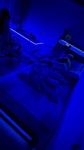 Flieks Polsterbett 180x200cm mit USB, Jugendbett Doppelbett mit Lattenrost und Stauraum, Stauraumbett mit LED, Leinen, Grau Kunden-Foto 11