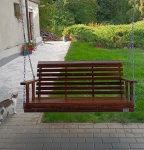 VEVOR Hollywood swing in legno di cedro, 1702x710x600 mm, altalena per cortile e giardino, capacità di carico migliorata di circa 400 kg, robusta panca a dondolo con catene di sospensione per uso esterno, marrone Foto del cliente 1