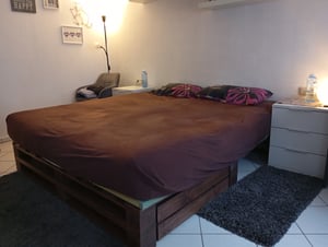 Lermowood Palettenbett M2 100 x 200 cm mit Lattenrost und 2 Bettkästen Natur Holzbett Massivholzbett Bett aus Paletten Seniorenbett Kinderbett Jugendbett Kunden-Foto 1