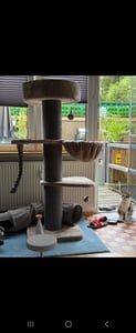 HAPPYPET Premium Kratzbaum Grosse Katzen Stabil 'Freddy' – 150 cm Großer Katzenbaum, Kletterbaum für Maine Coon, Natursisal, 20 cm Dicke Stämme - Grau Kunden-Foto 5