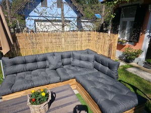 Pillows24 - Palettenkissen wasser- und UV-beständig - 8ER SET | Polster für Europaletten 120x80 - Palettenmöbel - Outdoor/Indoor, Graphit Kunden-Foto 3