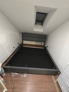 Flieks Čalouněná postel 180x200 cm s lamelovým roštem, Postel Boxspring s nastavitelným čelem, Manželská postel s úložným prostorem, Postel pro mladé s úložným prostorem, Povlečení, šedá barva Fotografie od zákazníka č. 1