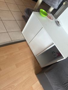 SONGMICS HOME Katzentoilette Push-to-Open Türen, werkzeuglose Montage, für große Katzen, Katzenklo-Schrank Schneeweiß Kunden-Foto 5