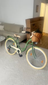 Milord Komfort Fahrrad Mit Weidenkorb Damenfahrrad, 26 Zoll, Rosa-Creme, 7 Gang Shimano Kunden-Foto 1