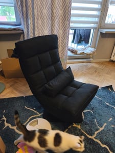 COSTWAY Bodensessel 360° drehbar, Bodenstuhl mit Rückenlehne und Lendenkissen, Bodensofa in 4 Positionen verstellbar, Lazy Sofa Fensterstuhl Meditationsstuhl klappbar (Grau) Kunden-Foto 1