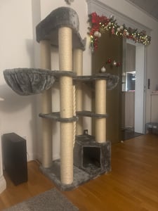 HAPPYPET Kratzbaum stabil 'Oscar' - 161 cm hoch, Katzenbaum für große Katzen Maine Coon, 12 cm Dicke Sisalstämme, 600g Plüsch, Creme Kunden-Foto 6