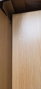 Merax Schreibtisch L-förmiger auf Rollen, mit 3 Schubladen, 2 Tür, 360° drehbar, Erweiterbarer Arbeitsplatte, Kommode, Computertisch, Weiß+Eiche Kunden-Foto 2