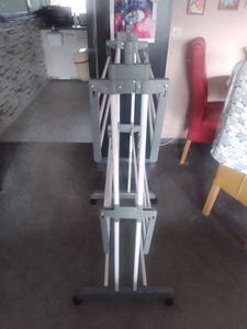 SONGMICS Wäscheständer, Standtrockner 4 Ebenen, Flügelwäscheständer, klappbar, rollbar, Sockenhalter, 63,5 x 128 x 173 cm, grau Kunden-Foto 2