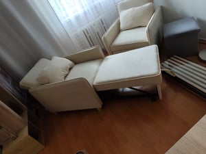 HOMCOM Schlafsessel 3 in 1 Umwandelbarer Sessel mit Bettfunktion, Beige Kunden-Foto 2
