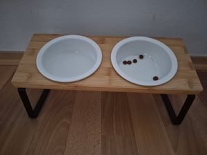 Erhöhter Katzennapfständer, Katzennäpfe auf Holzständer, Katzennäpfe für Wasser Katzennäpfe für die Fütterung von Kätzchen und Welpen Kunden-Foto 2