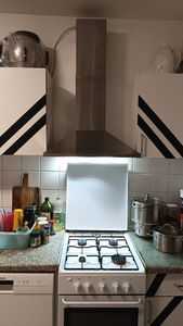 LEVIVO A+++ Dunstabzugshaube 60cm Umluft & Abluft mit 410 m³/h, Abzugshaube mit 2 Aktivkohlefiltern, 2 Fettfiltern, Wandhaube mit 3 Stufen Kunden-Foto 1