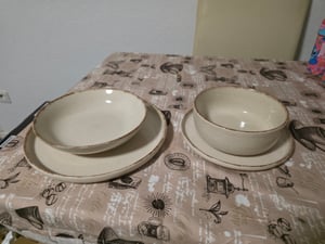 vancasso Steingut Tafelservice, 24-tlg Kombiservice für 6 Personen, Geschirrset mit Schale, Suppenteller, Dessertteller, Speiseteller, beige Kunden-Foto 1