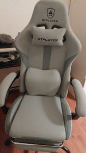 GTPLAYER Gaming Stuhl Ergonomischer Gaming Sessel Schreibtischstuhl mit Stoffoberfläche Atmungsaktiver Bürostuhl Federsitzkissen mit Fußstütze Blau Kunden-Foto 5