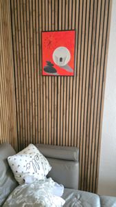 HEXIM Akustikpaneele 278x60cm - flexible Lamellenwand Holz MDF Wandpaneele Lamellenverkleidung Wandverkleidung Innendekoration schalldämmend (1.67m²  Palomino) Kunden-Foto 1