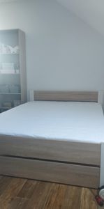 IKAROS Doppelbett 140 x 200 cm, weiß/sonoma Eiche. Matratze: ohne Matratze, Lattenrost: mit Lattenrost. Kunden-Foto 1