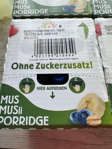 WUNDER Quetschie Porridge al lampone 12 x 120 g con fiocchi d'avena fonte di fibre e vitamine, senza zuccheri aggiunti Foto del cliente 3