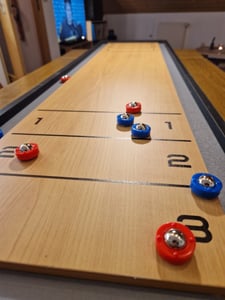 Gioco da tavolo Shuffleboard, Curling da tavolo, Gioco da tavolo di curling per shuffleboard indoor, giochi da tavolo multifunzionali Gioco sportivo per famiglie con tappetino da 53X10