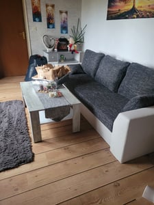 Couch mit Schlaffunktion, Schlafcouch mit Bettkasten, PAUL 220x90cm Dunkelgrau&Schwarz Kunden-Foto 1