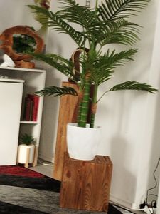 Pflanzenständer Holz 75x20x20 cm – DIY Blumenständer zum Lackieren in Wunschfarbe, Vintage Holzdeko, Blumenhocker, Holzblock-Optik Säule, Dekosäule Kunden-Foto 1
