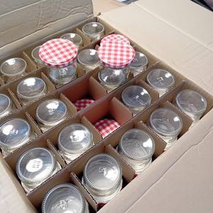 40er Set Sturzglas 230 ml mit rot kariertem Deckel inkl. Diamant Gelierzauber Rezeptheft****Vorpackplatz: REGAL  C /// PLATZ 103 Kunden-Foto 2