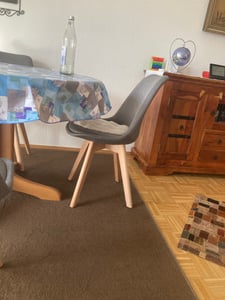 Deuline® Esszimmerstühle Grau-Stoffbezug Esszimmerstuhl Küchenstuhl SGS  Massivholz Beine Polsterstuhl Retro Design Stühle Lehnstuhl Oslo 521206 2er-Set Kunden-Foto 1